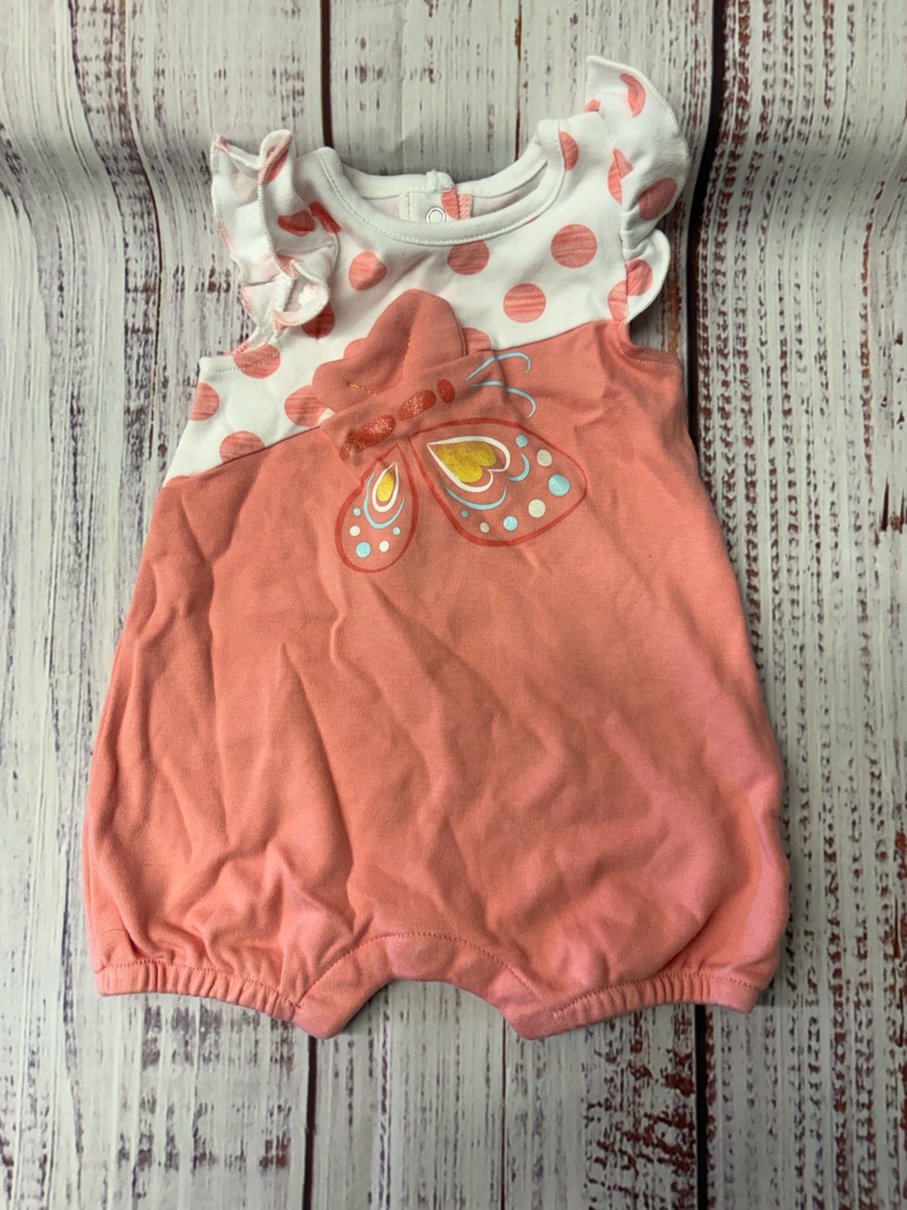 Coral Polka Dot Butterfly Baby Romper - Kids Accessories